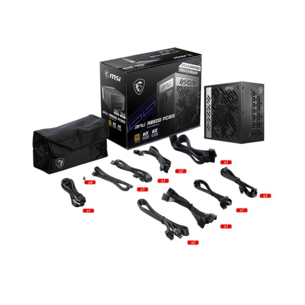 Power Supply MSI 850 Watts Efficiency 80 PLUS GOLD PFC Active MPGA850GPCIE5 - Image 5