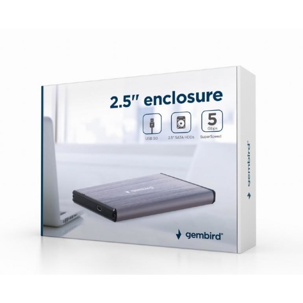 HDD CASE EXT. USB3 2.5"/LIG. GREY EE2-U3S-3-LG GEMBIRD - Image 2