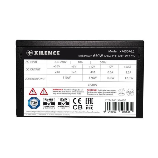 Power Supply XILENCE Performance C+   XP650R6.2 650 Watts Efficiency 80 PLUS PFC Active XN421BULK - Image 5