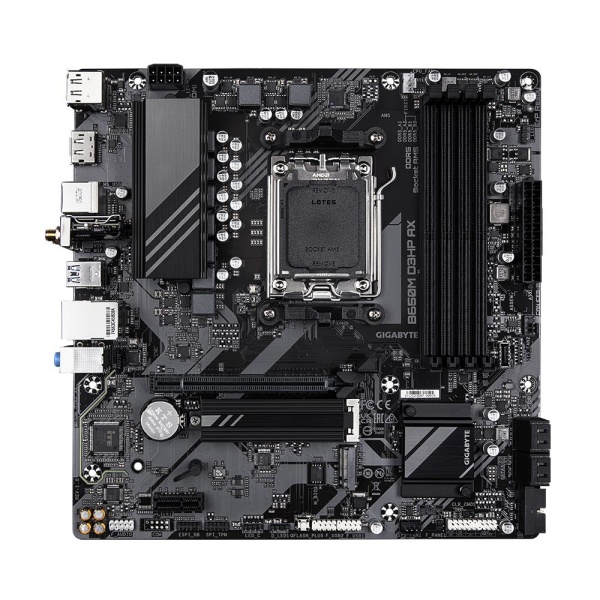 Mainboard GIGABYTE AMD B650 SAM5 Micro-ATX Memory DDR5 Memory slots 4 1xPCI-Express 16x 1xPCI-Express 3.0 1x 2xM.2 1xHDMI 2xDisplayPort 2xUSB 2.0 4xUSB 3.2 1xUSB-C 1xPS/2 1xRJ45 3xAudio port B650MD3HPAX - Image 2