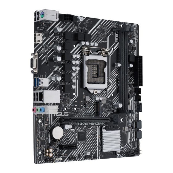 Mainboard ASUS Intel H510 LGA1200 MicroATX 1xPCI-Express 3.0 1x 1xPCI-Express 4.0 16x 1xM.2 Memory DDR4 Memory slots 2 1x15pin D-sub 1xHDMI 2xAudio-In 1xAudio-Out 4xUSB 2.0 2xUSB 3.2 1xPS/2 1xRJ45 PRIMEH510M-K - Image 2