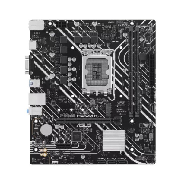 Mainboard ASUS Intel H610 LGA1700 Micro-ATX Memory DDR5 Memory slots 2 1xPCI-Express 3.0 1x 1xPCI-Express 4.0 16x 1xM.2 1x15pin D-sub 1xHDMI 4xUSB 2.0 2xUSB 3.2 1xPS/2 1xRJ45 3xAudio port PRIMEH610M-K - Image 2