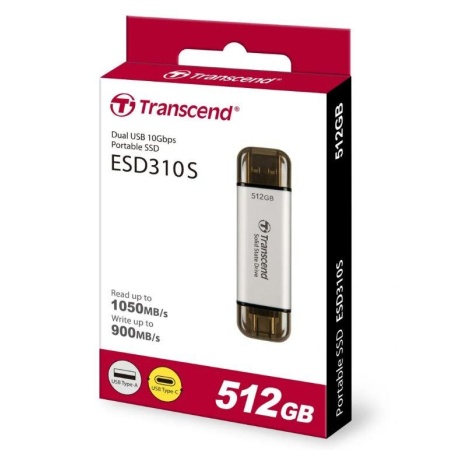 External SSD TRANSCEND ESD310 512GB USB-C USB 3D NAND Write speed 900 MBytes/sec Read speed 1050 MBytes/sec TS512GESD310S - Image 3
