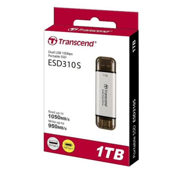 External SSD TRANSCEND ESD310 1TB USB-C USB 3D NAND Write speed 950 MBytes/sec Read speed 1050 MBytes/sec TS1TESD310S - Image 2