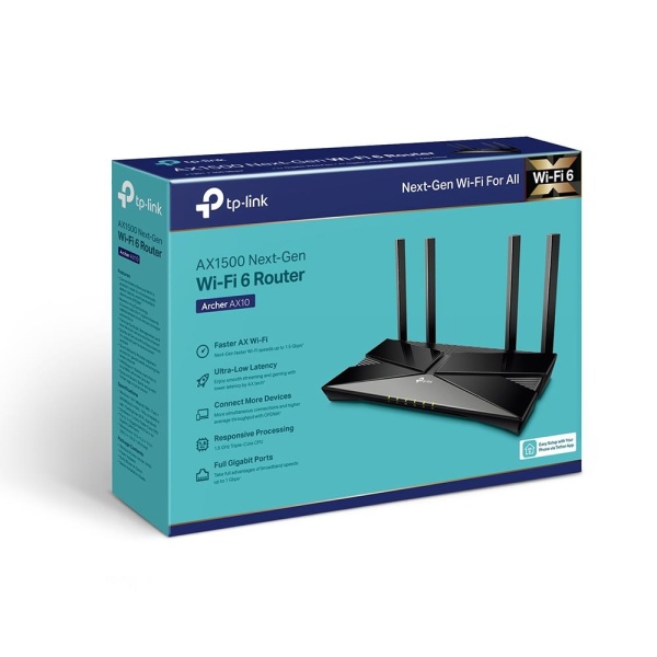 Wireless Router TP-LINK Wireless Router 1500 Mbps Wi-Fi 6 IEEE 802.11a IEEE 802.11 b/g IEEE 802.11n IEEE 802.11ac IEEE 802.11ax 1 WAN 4x10/100/1000M Number of antennas 4 ARCHERAX10 - Image 2