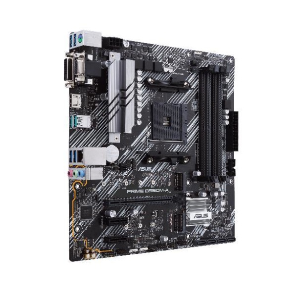 Mainboard ASUS AMD B550 SAM4 MicroATX Memory DDR4 Memory slots 4 2xPCI-Express 3.0 1x 1xPCI-Express 4.0 16x 2xM.2 1x15pin D-sub 1xDVI-D 1xHDMI 6xUSB 3.2 1xPS/2 1xRJ45 3xAudio port PRIMEB550M-A - Image 2