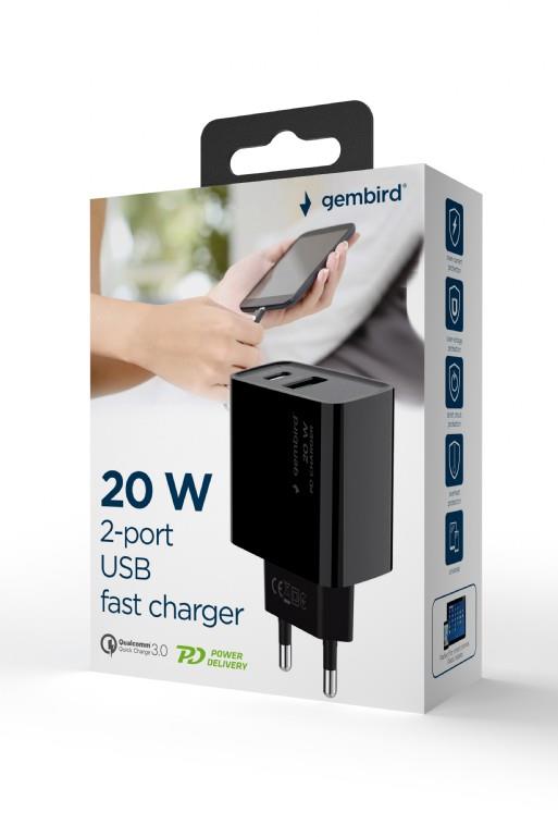 CHARGER USB UNIVERSAL QC3.0/TA-UC-PDQC20-01-BK GEMBIRD - Image 4