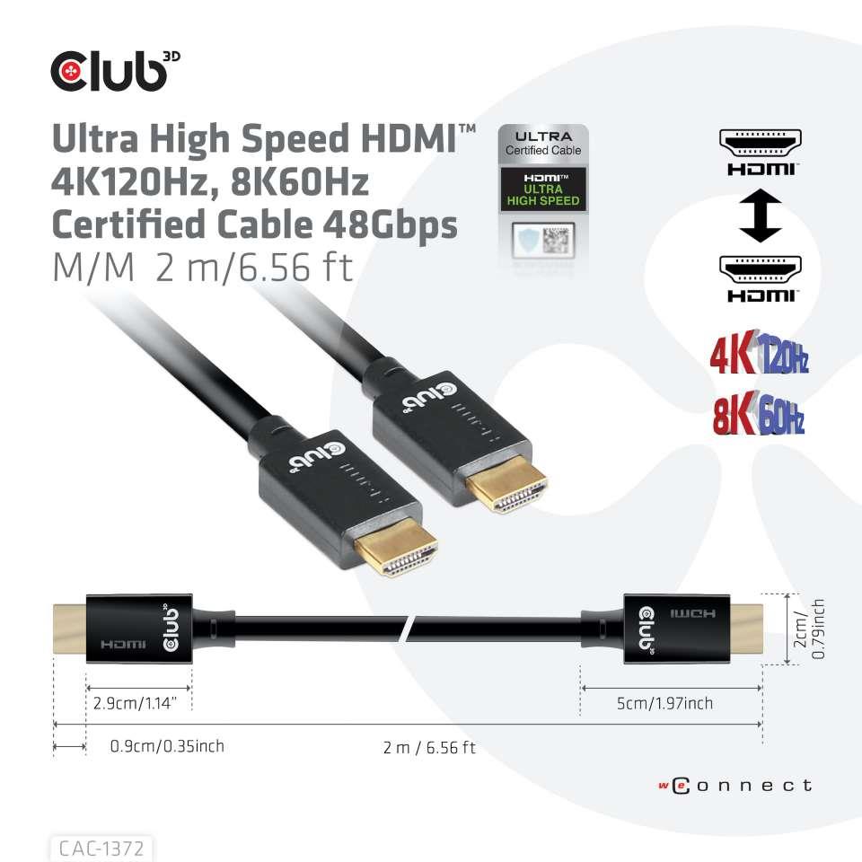 CABLE HDMI TO HDMI 2M/M/M CAC-1372 CLUB3D - Image 3