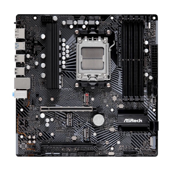 Mainboard ASROCK AMD B650 SAM5 Micro-ATX Memory DDR5 Memory slots 4 1xPCI-Express 3.0 16x 1xPCI-Express 4.0 16x 3xM.2 1xHDMI 1xDisplayPort 4xUSB 2.0 3xUSB 3.2 1xUSB-C 1xRJ45 3xAudio port B650MPGLIGHTNING - Image 3
