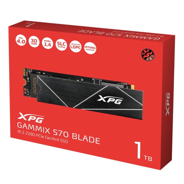 SSD ADATA XPG GAMMIX S70 1TB M.2 PCIe Gen4 3D NAND Write speed 5500 MBytes/sec Read speed 7400 MBytes/sec TBW 740 TB MTBF 2000000 hours AGAMMIXS70B-1T-CS - Image 3