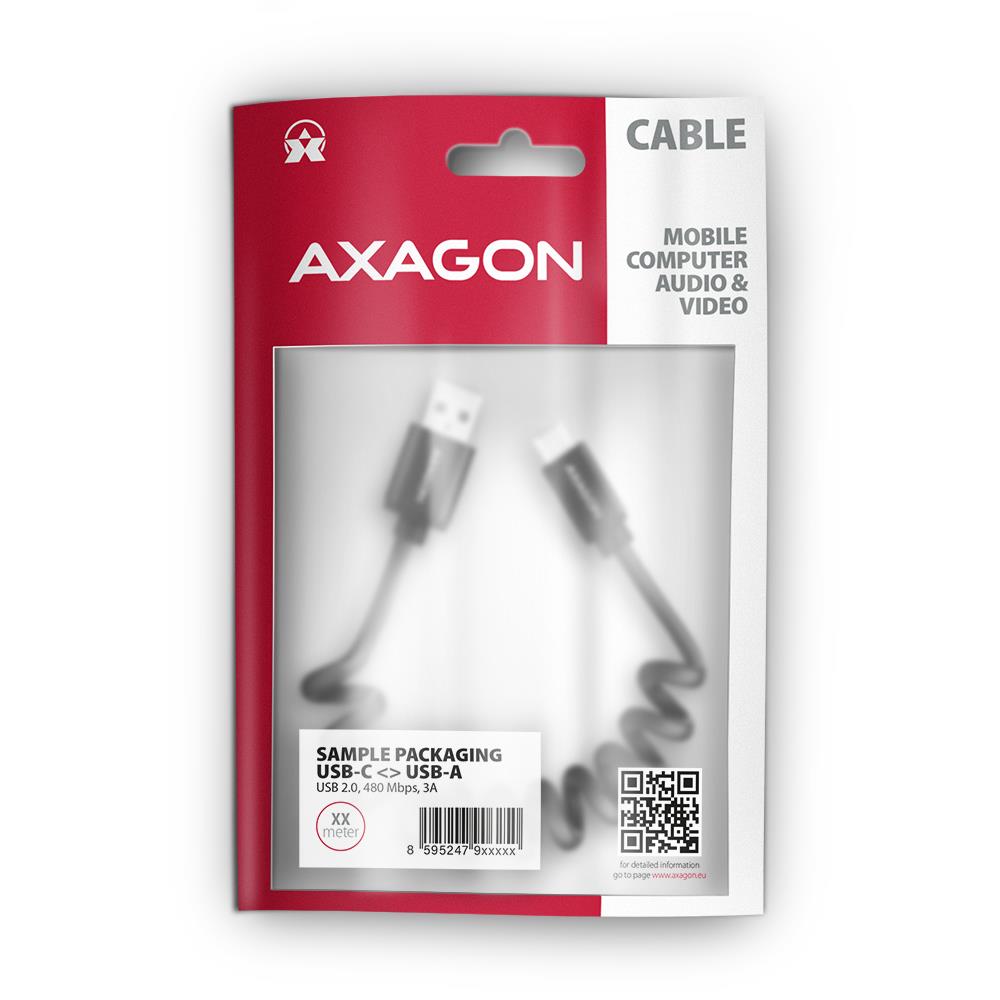 CABLE USB-C TO USB2.0 0.6M/TWISTER BLK BUCM-AM10TB AXAGON - Image 3