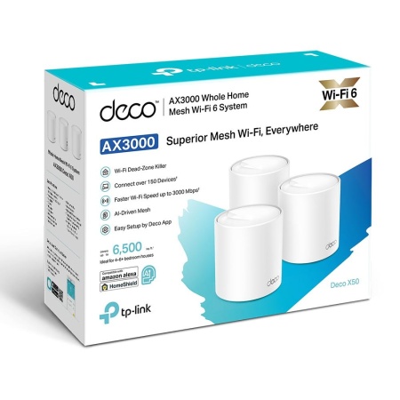Wireless Router TP-LINK Wireless Router 3-pack 2900 Mbps Mesh Wi-Fi 6 3x10/100/1000M Number of antennas 2 DECOX50(3-PACK) - Image 4