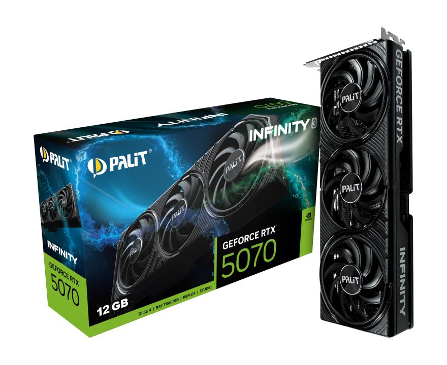 Graphics Card PALIT NVIDIA GeForce RTX 5070 12 GB GDDR7 192 bit PCIE 5.0 16x Triple slot Fansink 1xHDMI 3xDisplayPort NE75070019K9-GB2050S