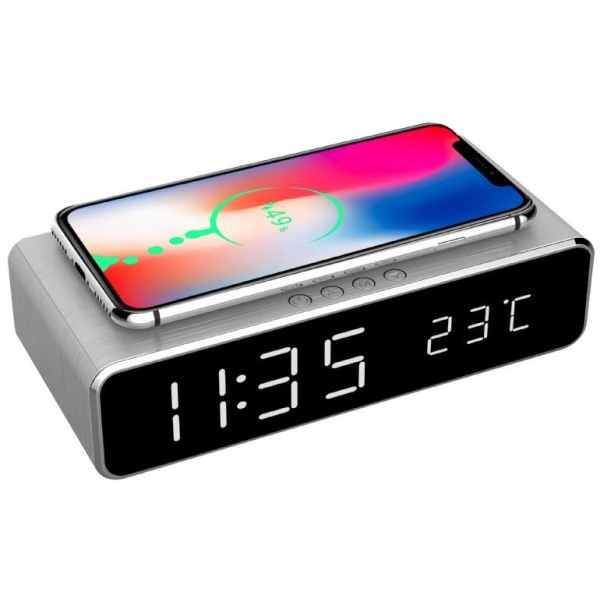 MOBILE CHARGER WRL W/DIG ALARM/CLOCK DAC-WPC-01-S GEMBIRD - Image 2