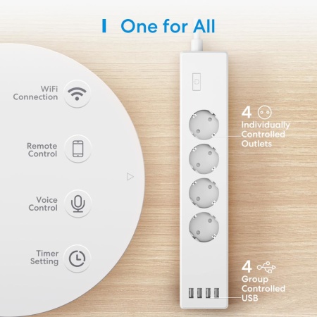 SMART HOME POWER STRIP WRL EU/4AC + 4USB MSS425FHK MEROSS - Image 2