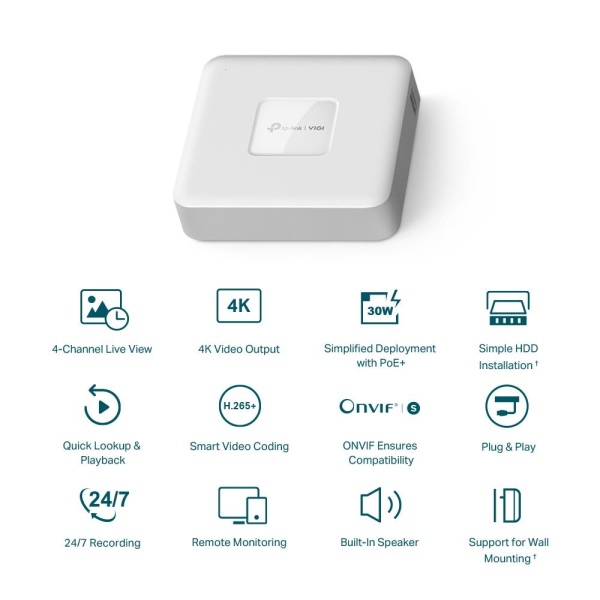 NET VIDEO RECORDER 4CH/VIGI NVR1104H-4P TP-LINK - Image 2