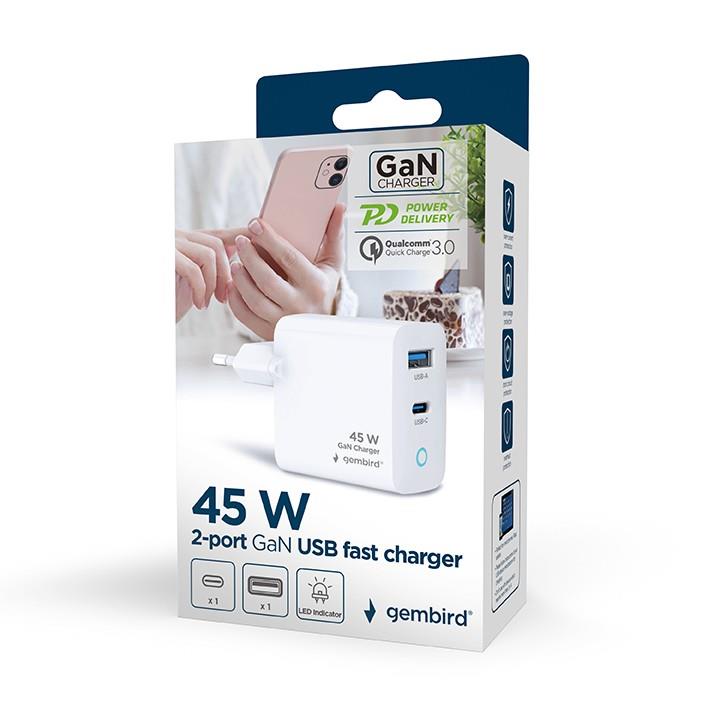 CHARGER USB 45W 2PORT GAN/TA-UC-PDQC45L-W-01 GEMBIRD - Image 5