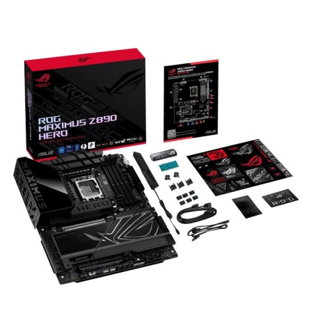 Mainboard ASUS Intel Z890 LGA1851 ATX Memory DDR5 Memory slots 4 1xPCI-Express 4.0 1x 1xPCI-Express 4.0 16x 1xPCI-Express 5.0 16x 6xM.2 1xHDMI 1xAudio-In 1xAudio-Out 4xUSB 3.0 4xUSB 3.1 1xUSB-C 2xUSB-C w/Thunderbolt 1xOptical S/PDIF 2xRJ45 ROGMAXIMUSZ890HERO