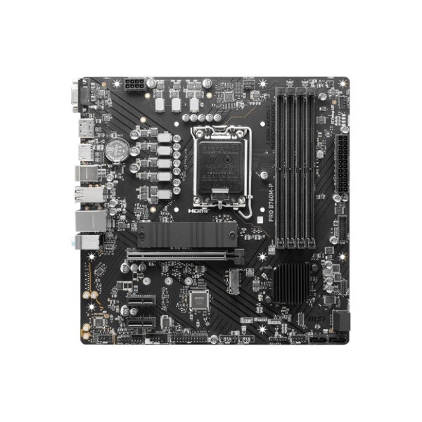 Mainboard MSI Intel B760 Express LGA1700 Micro-ATX Memory DDR5 Memory slots 4 2xPCI-Express 1x 1xPCI-Express 16x 2xM.2 1x15pin D-sub 1xHDMI 1xDisplayPort 4xUSB 2.0 1xUSB 3.2 1xUSB-C 2xPS/2 1xRJ45 3xAudio port PROB760M-P - Image 2