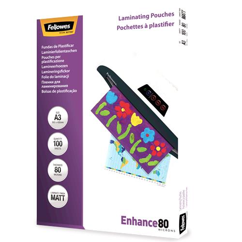 LAMINATOR POUCH MATT/A3 80 100PCS 5452003 FELLOWES