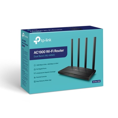 Wireless Router TP-LINK Wireless Router 1900 Mbps IEEE 802.11a IEEE 802.11b IEEE 802.11a/b/g IEEE 802.11n IEEE 802.11ac 1 WAN 4x10/100/1000M ARCHERC80 - Image 3