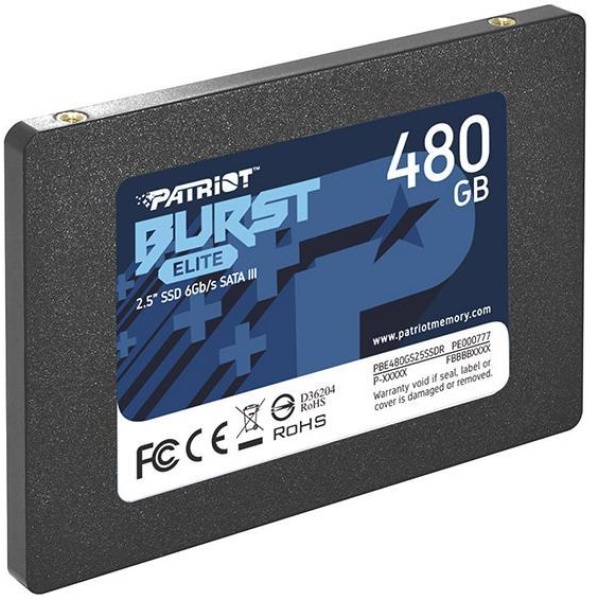 SSD PATRIOT Burst Elite 480GB SATA 3.0 3D NAND Write speed 320 MBytes/sec Read speed 450 MBytes/sec 2,5" TBW 200 TB PBE480GS25SSDR - Image 2