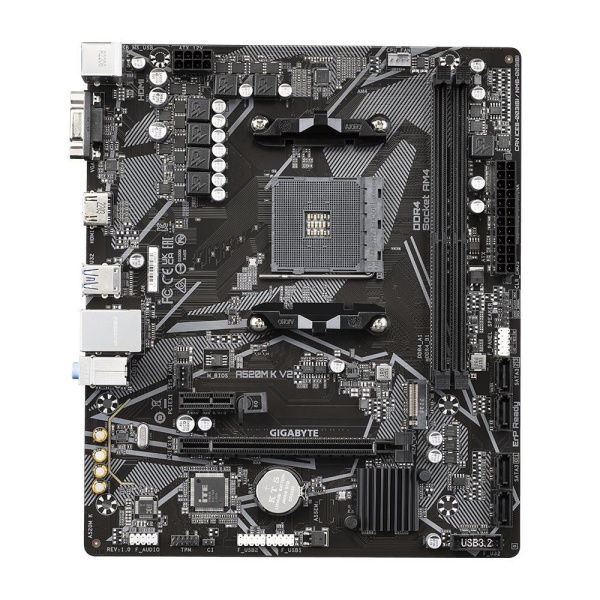 Mainboard GIGABYTE AMD A520 SAM4 Micro-ATX Memory DDR4 Memory slots 2 1xPCI-Express 3.0 1x 1xPCI-Express 3.0 16x 1xM.2 1x15pin D-sub 1xHDMI 2xUSB 2.0 4xUSB 3.2 1xPS/2 1xRJ45 3xAudio port A520MKV21.1 - Image 2