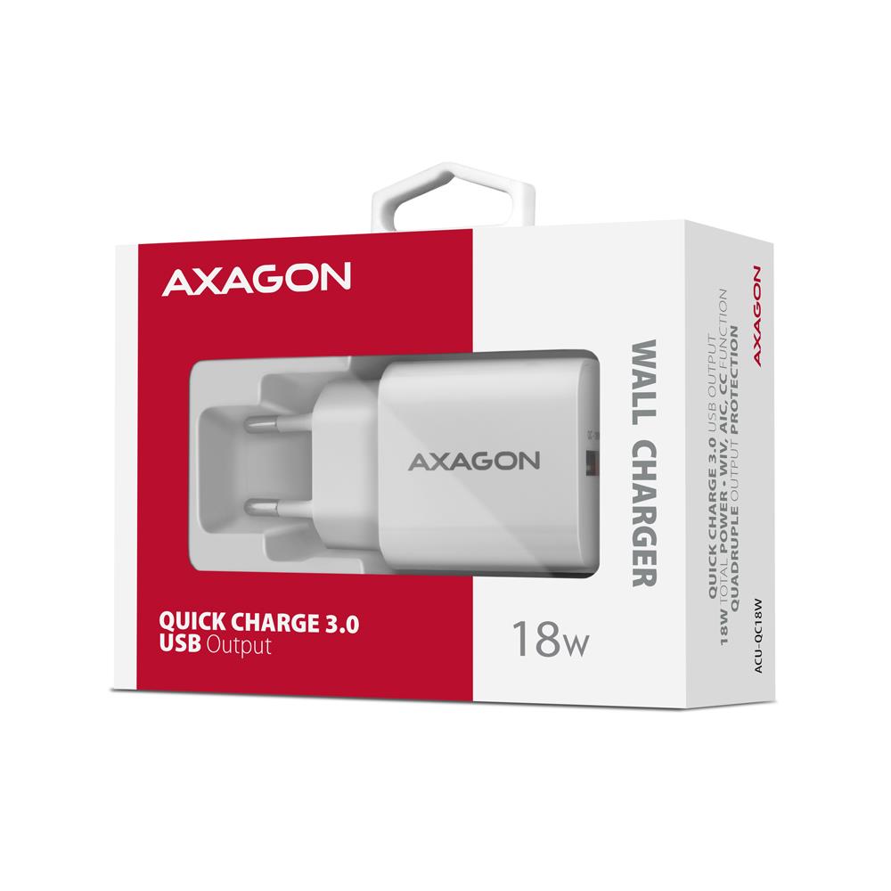 MOBILE CHARGER WALL USB 18W/1PORT WHITE ACU-QC18W AXAGON - Image 2