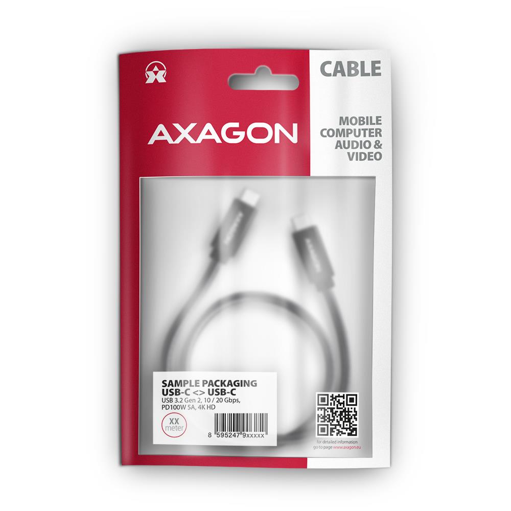 CABLE USB-C TO USB-C 2M 100W/BLACK BUCM32-CM20AB AXAGON - Image 3