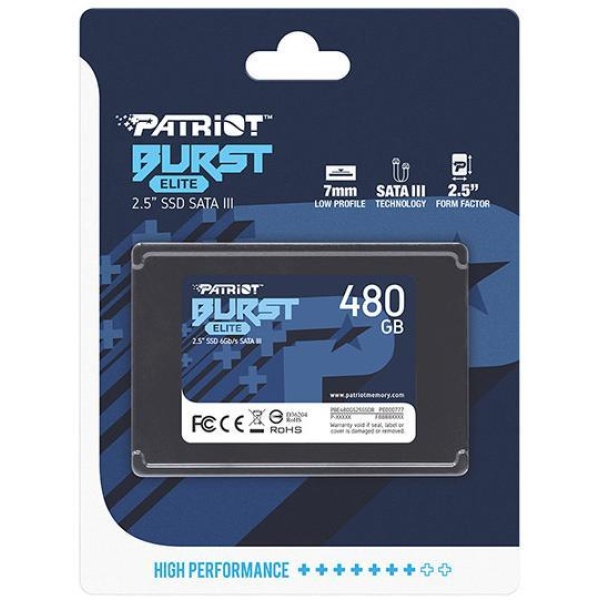 SSD PATRIOT Burst Elite 480GB SATA 3.0 3D NAND Write speed 320 MBytes/sec Read speed 450 MBytes/sec 2,5" TBW 200 TB PBE480GS25SSDR - Image 4