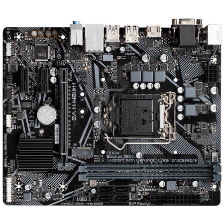 Mainboard GIGABYTE Intel H470 Express LGA1200 Micro-ATX Memory DDR4 Memory slots 2 2xPCI-Express 3.0 1x 1xPCI-Express 3.0 16x 1xM.2 1x15pin D-sub 1xHDMI 2xAudio-In 1xAudio-Out 4xUSB 2.0 2xUSB 3.2 1xPS/2 1xRJ45 H410MHV21.7 - Image 2