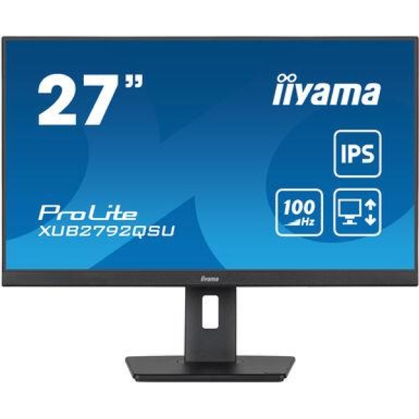 LCD Monitor IIYAMA 27" Business Panel IPS 2560x1440 16:9 100Hz Matte 0.4 ms Speakers Swivel Pivot Height adjustable Tilt Colour Black XUB2792QSU-B6