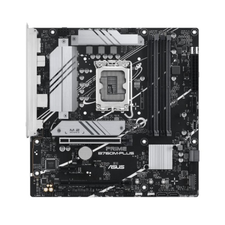 Mainboard ASUS Intel B760 Express LGA1700 Micro-ATX Memory DDR5 Memory slots 4 1xPCI-Express 4.0 1x 2xPCI-Express 4.0 16x 2xM.2 1xHDMI 1xDisplayPort 4xUSB 2.0 2xUSB 3.2 1xPS/2 1xRJ45 3xAudio port PRIMEB760M-PLUS - Image 2