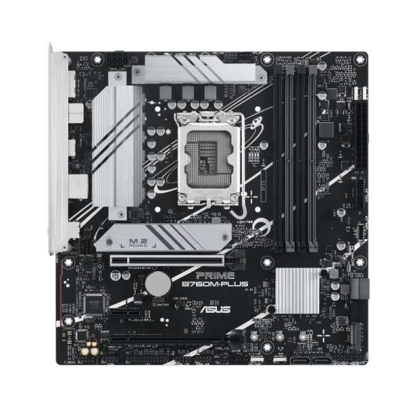 Mainboard ASUS Intel B760 Express LGA1700 Micro-ATX Memory DDR5 Memory slots 4 1xPCI-Express 4.0 1x 2xPCI-Express 4.0 16x 2xM.2 1xHDMI 1xDisplayPort 4xUSB 2.0 2xUSB 3.2 1xPS/2 1xRJ45 3xAudio port PRIMEB760M-PLUS - Image 2