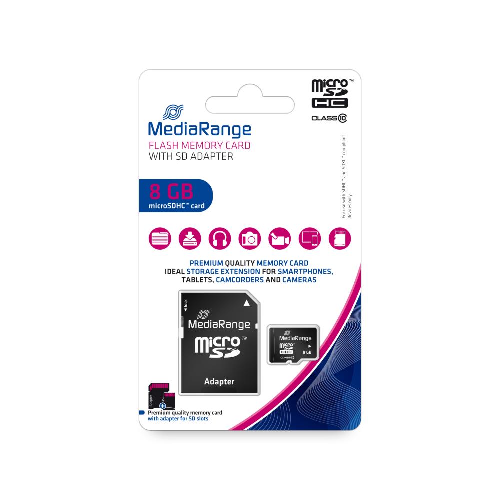 MEMORY MICRO SDHC 8GB C10/W/ADAPTER MR957 MEDIARANGE - Image 3