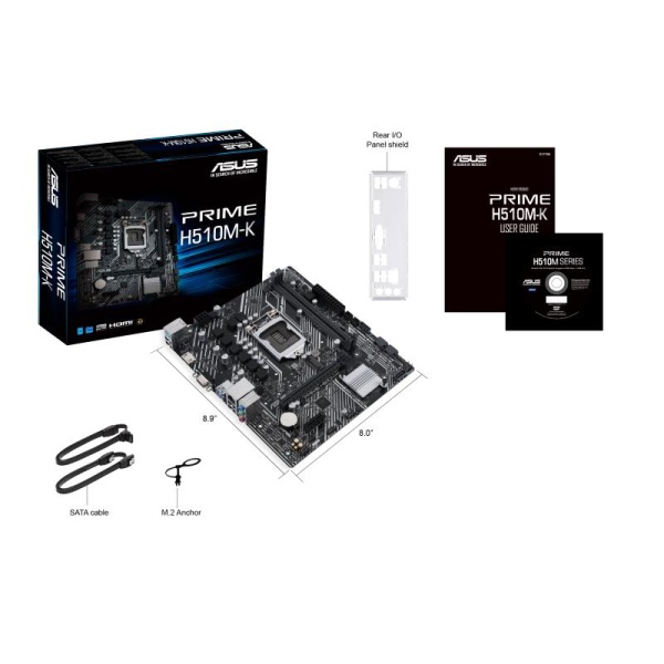 Mainboard ASUS Intel H510 LGA1200 MicroATX 1xPCI-Express 3.0 1x 1xPCI-Express 4.0 16x 1xM.2 Memory DDR4 Memory slots 2 1x15pin D-sub 1xHDMI 2xAudio-In 1xAudio-Out 4xUSB 2.0 2xUSB 3.2 1xPS/2 1xRJ45 PRIMEH510M-K - Image 4