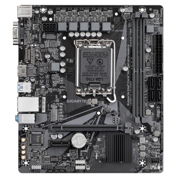 Mainboard GIGABYTE Intel H610 LGA1700 Micro-ATX Memory DDR4 Memory slots 2 1xPCI-Express 3.0 1x 1xPCI-Express 4.0 16x 1xM.2 1x15pin D-sub 1xHDMI 4xUSB 2.0 2xUSB 3.2 1xPS/2 1xRJ45 3xAudio port H610MHV3DDR4 - Image 2