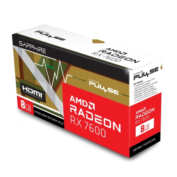 Graphics Card SAPPHIRE AMD Radeon RX 7600 8 GB GDDR6 128 bit PCIE 4.0 8x Dual Slot Fansink 1xHDMI 3xDisplayPort 11324-01-20G - Image 3