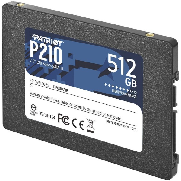 SSD PATRIOT P210 512GB SATA 3.0 Write speed 430 MBytes/sec Read speed 520 MBytes/sec 2,5" TBW 240 TB P210S512G25 - Image 3