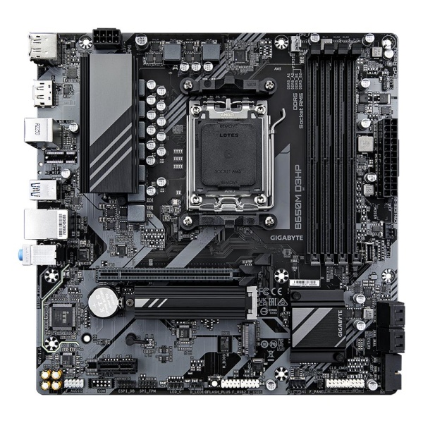 Mainboard GIGABYTE AMD B650 SAM5 Micro-ATX Memory DDR5 Memory slots 4 1xPCI-Express 3.0 1x 1xPCI-Express 4.0 16x 2xM.2 1xHDMI 2xDisplayPort 2xUSB 2.0 3xUSB 3.2 1xUSB-C 1xPS/2 1xRJ45 3xAudio port B650MD3HP - Image 3