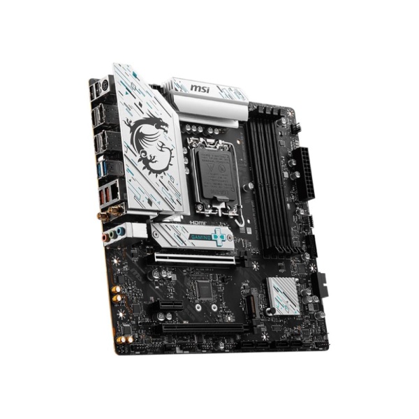 Mainboard MSI Intel B760 Express LGA1700 Micro-ATX Memory DDR5 Memory slots 4 1xPCI-Express 3.0 1x 1xPCI-Express 4.0 4x	 1xPCI-Express 4.0 16x 2xM.2 2xHDMI 2xDisplayPort 2xUSB 2.0 4xUSB 3.2 1xPS/2 1xRJ45 3xAudio port B760MGAMINGPLUSWIFI - Image 4