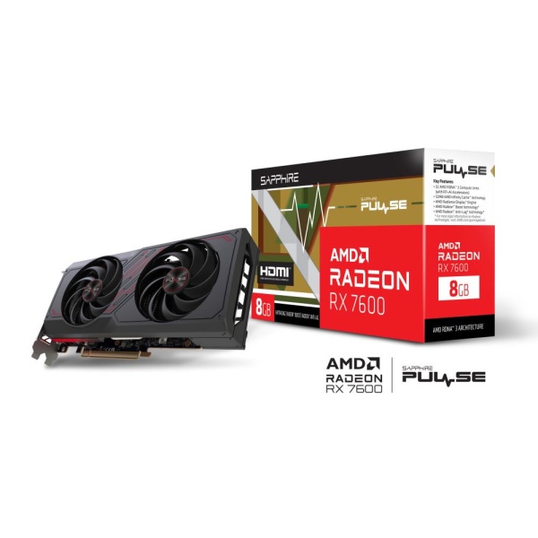 Graphics Card SAPPHIRE AMD Radeon RX 7600 8 GB GDDR6 128 bit PCIE 4.0 8x Dual Slot Fansink 1xHDMI 3xDisplayPort 11324-01-20G - Image 2