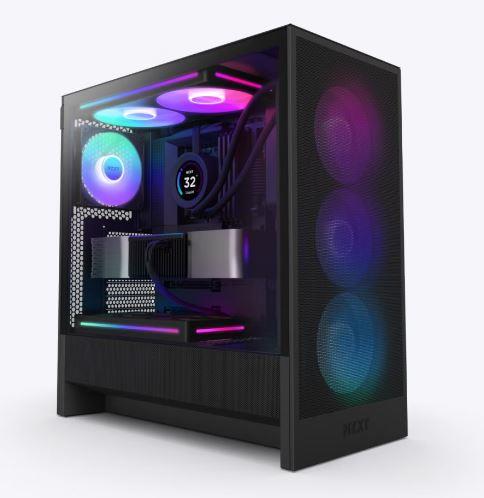 Case NZXT H5 FLOW RGB 2024 MidiTower Case product features Transparent panel Not included ATX EATX MicroATX MiniITX Colour Black CC-H52FB-R1