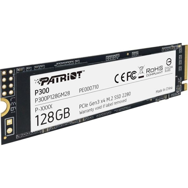 SSD PATRIOT P300 128GB M.2 PCIE NVMe 3D NAND Write speed 600 MBytes/sec Read speed 1600 MBytes/sec 3.8mm TBW 60 TB P300P128GM28 - Image 2