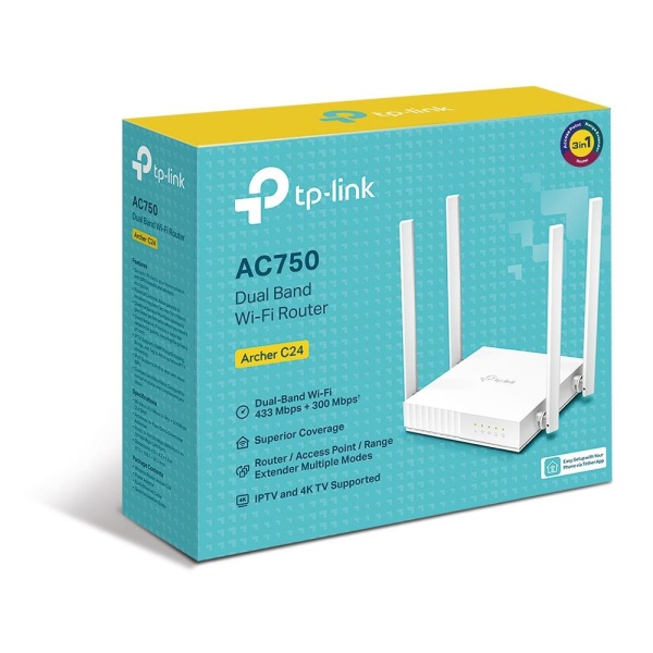 Wireless Router TP-LINK 750 Mbps 1 WAN 4x10/100M Number of antennas 4 ARCHERC24 - Image 4