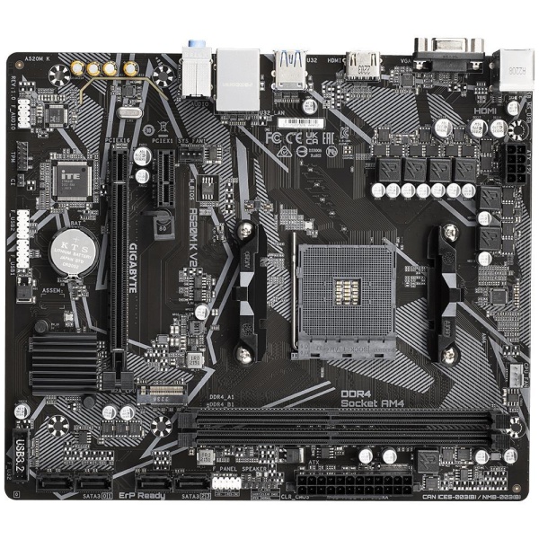 Mainboard GIGABYTE AMD A520 SAM4 Micro-ATX Memory DDR4 Memory slots 2 1xPCI-Express 3.0 1x 1xPCI-Express 3.0 16x 1xM.2 1x15pin D-sub 1xHDMI 2xUSB 2.0 4xUSB 3.2 1xPS/2 1xRJ45 3xAudio port A520MKV21.1 - Image 4