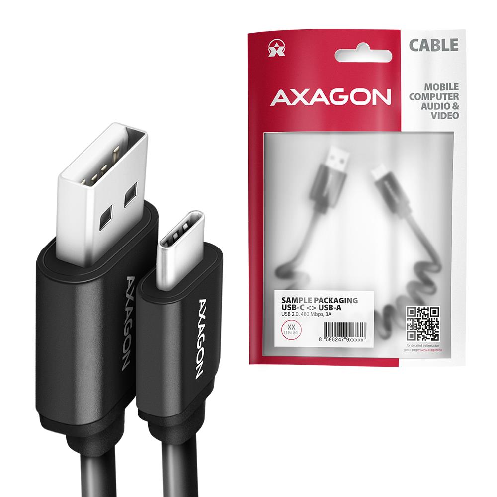CABLE USB-C TO USB2.0 0.6M/TWISTER BLK BUCM-AM10TB AXAGON - Image 2