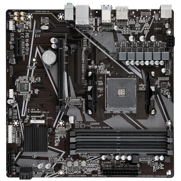 Mainboard GIGABYTE AMD A520 SAM4 Micro-ATX Memory DDR4 Memory slots 4 1xPCI-Express 3.0 1x 1xPCI-Express 3.0 16x 1xM.2 1xHDMI 1xDisplayPort 2xUSB 2.0 4xUSB 3.2 1xPS/2 1xRJ45 3xAudio port A520MDS3HV21.1 - Image 4