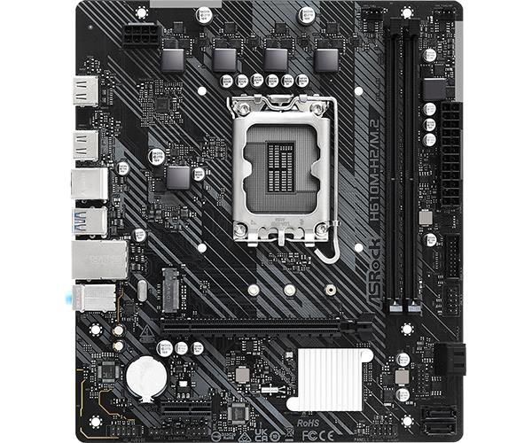 Mainboard ASROCK Intel H610 LGA1700 Micro-ATX Memory DDR4 Memory slots 2 1xPCI-Express 3.0 1x 1xPCI-Express 4.0 16x 1xM.2 2xHDMI 4xUSB 2.0 2xUSB 3.2 1xPS/2 1xRJ45 3xAudio port H610M-H2/M.2 - Image 2
