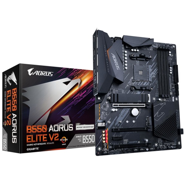 Mainboard GIGABYTE AMD B550 SAM4 ATX Memory DDR4 Memory slots 4 1xPCI-Express 16x 2xPCI-Express 3.0 1x 1xPCI-Express 3.0 2x 2xM.2 1xHDMI 1xDisplayPort 2xUSB 2.0 5xUSB 3.2 1xOptical S/PDIF 1xRJ45 5xAudio port B550AORUSELITEV21.5